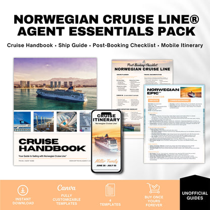 NCL Agent Essentials Template Bundle, Travel Agent Template, NCL Cruise Planner & Handbook
