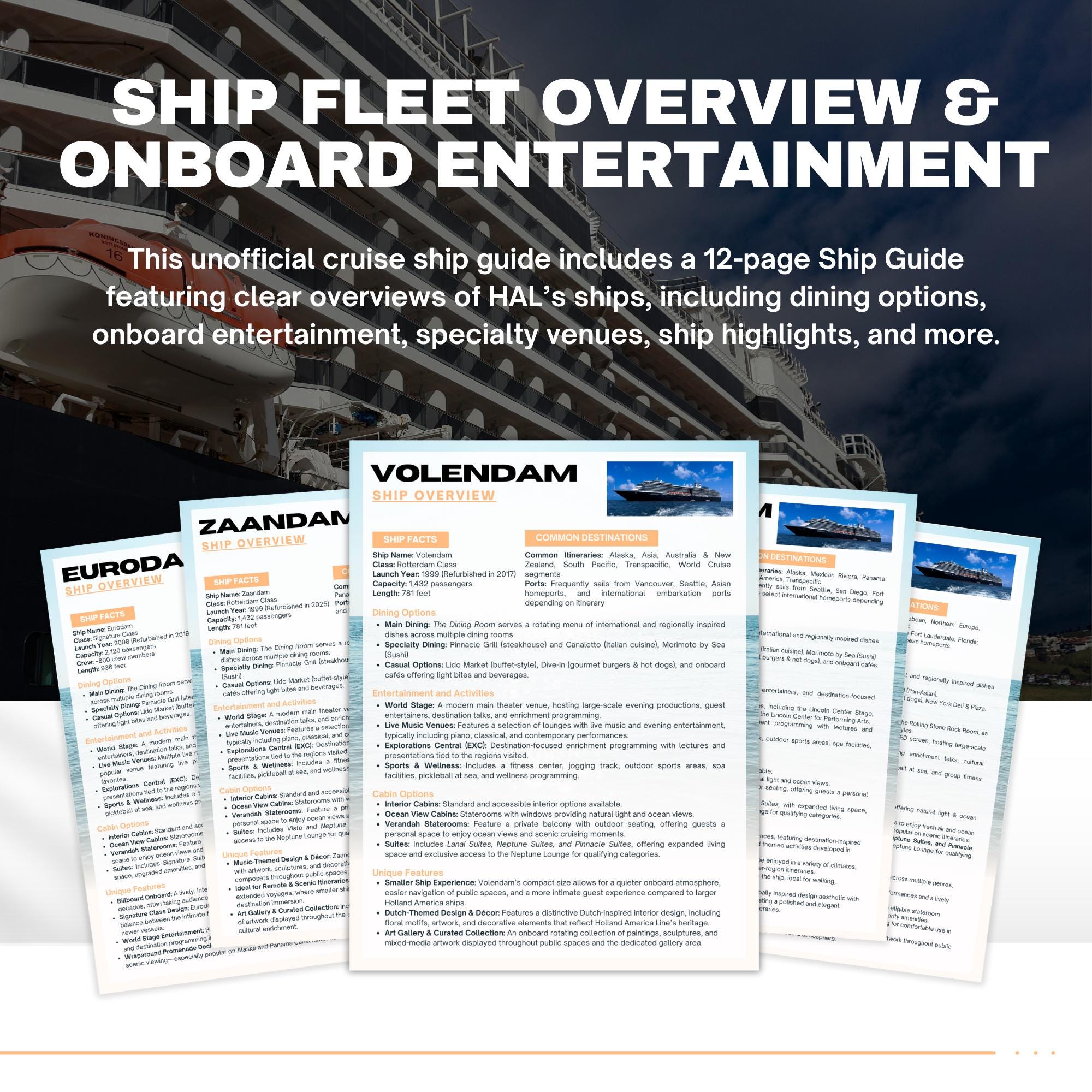 Unofficial Holland America Cruise Ship Guide, Travel Agent Template