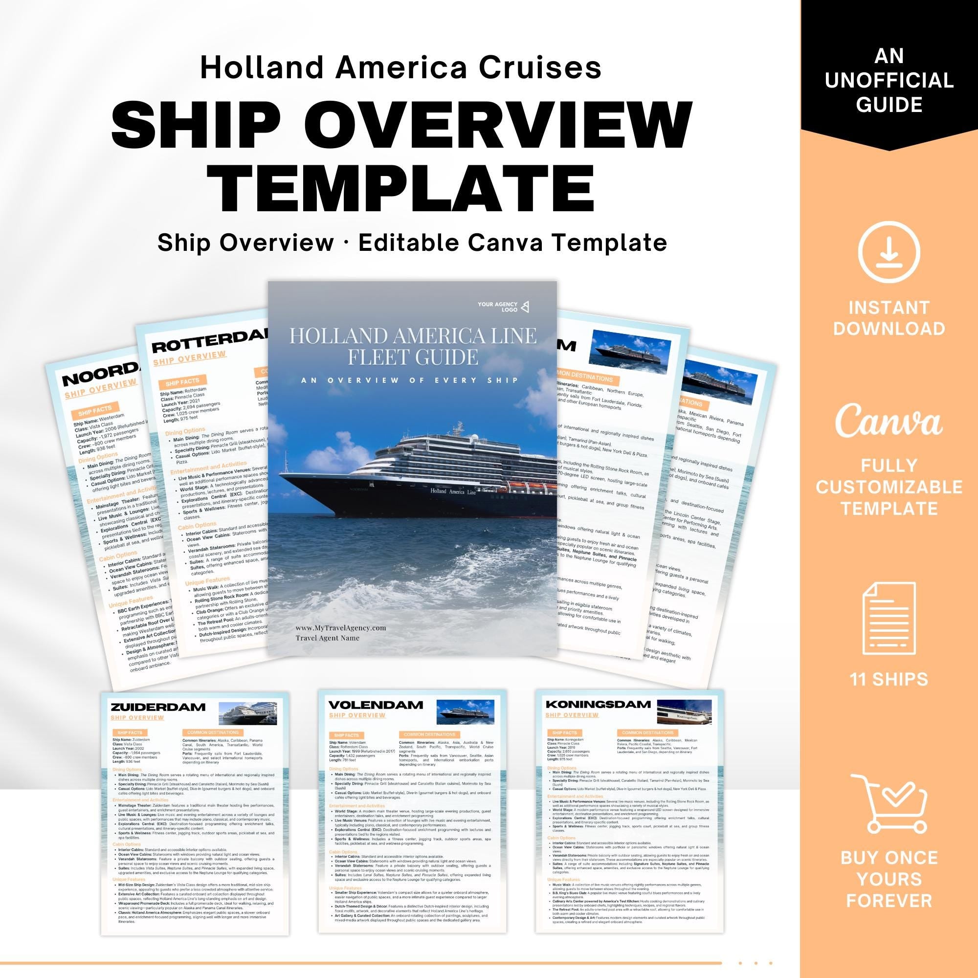 Unofficial Holland America Cruise Ship Guide, Travel Agent Template