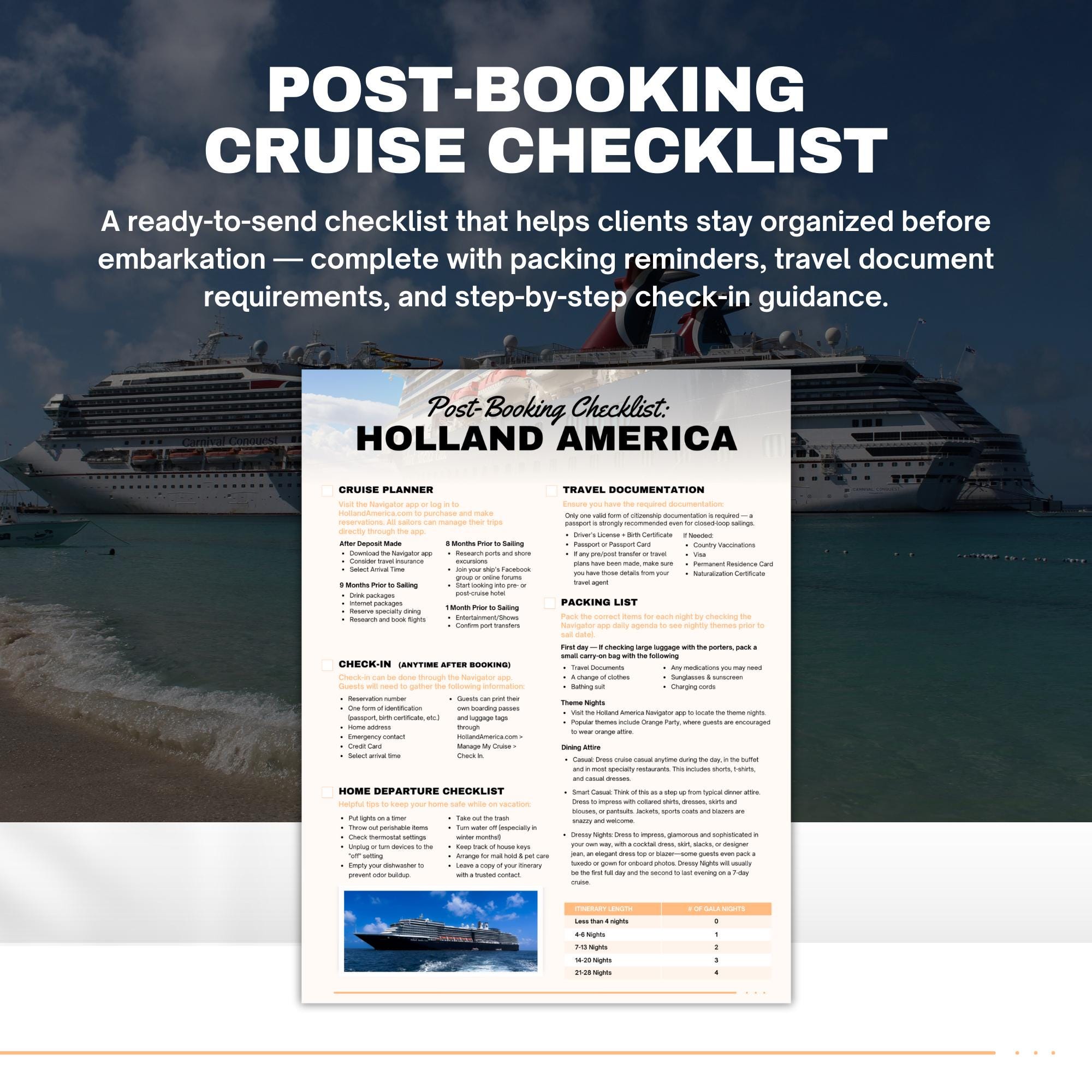Unofficial Holland America Cruises Agent Essentials Template Bundle, Travel Agent Template, Holland America Cruise Planner & Handbook