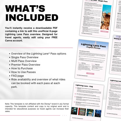 Disneyland Lightning Lane Guide - Travel Agent Template