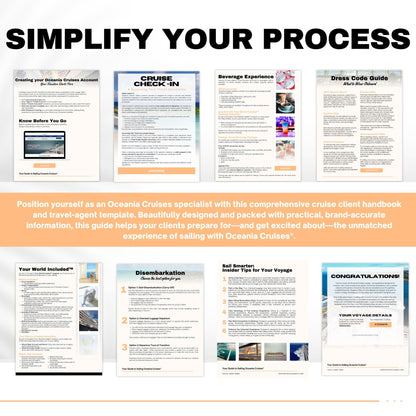 Cruise Client Guide Template for Oceania Cruises | Travel Agent Canva Template | Editable Welcome Packet | Cruise Handbook