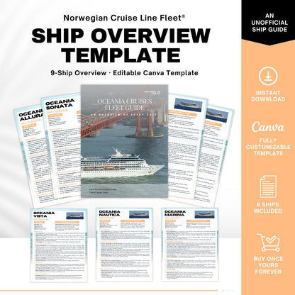 Ship Guide Template for Oceania Cruises | Travel Agent Canva Template