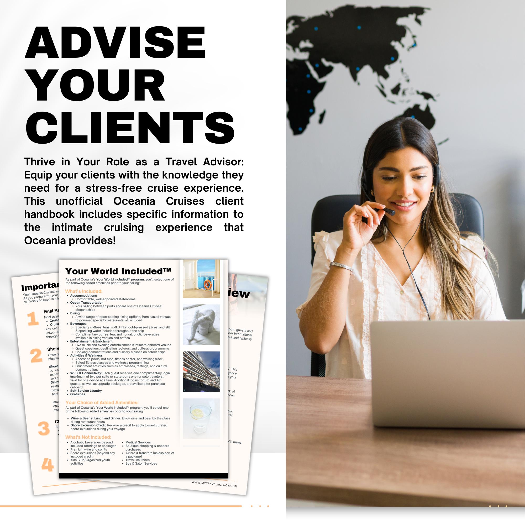 Cruise Client Guide Template for Oceania Cruises | Travel Agent Canva Template | Editable Welcome Packet | Cruise Handbook