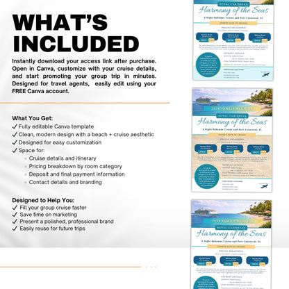 Group Cruise Promotional Flyer Template | Canva Editable Travel Agent Marketing Template