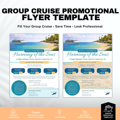 Group Cruise Promotional Flyer Template | Canva Editable Travel Agent Marketing Template