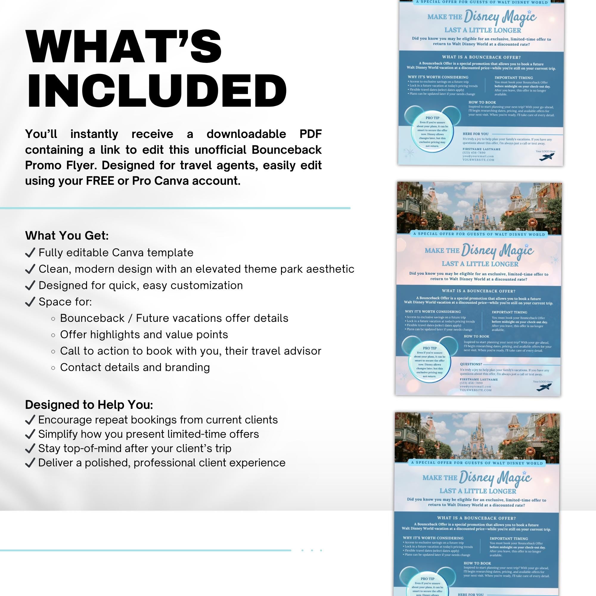 Bounceback Offer Promotional Flyer Template | Canva Editable Travel Agent Marketing Template