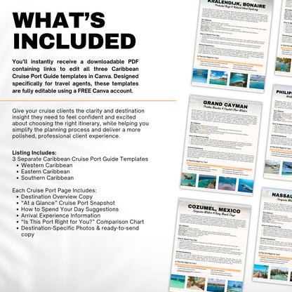 Caribbean Cruise Port Guide Bundle for Travel Agents | 25 Cruise Destinations | Western, Eastern & Southern Caribbean