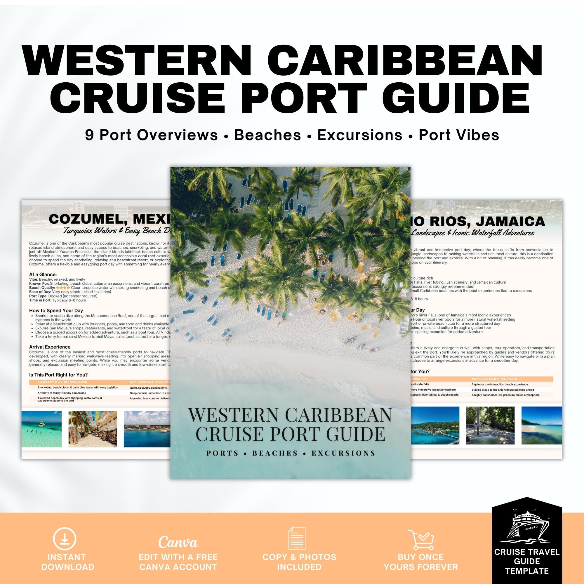 Western Caribbean Cruise Port Guide Bundle for Travel Agents | 9 Cruise Destinations | Western Caribbean Cruise Guide