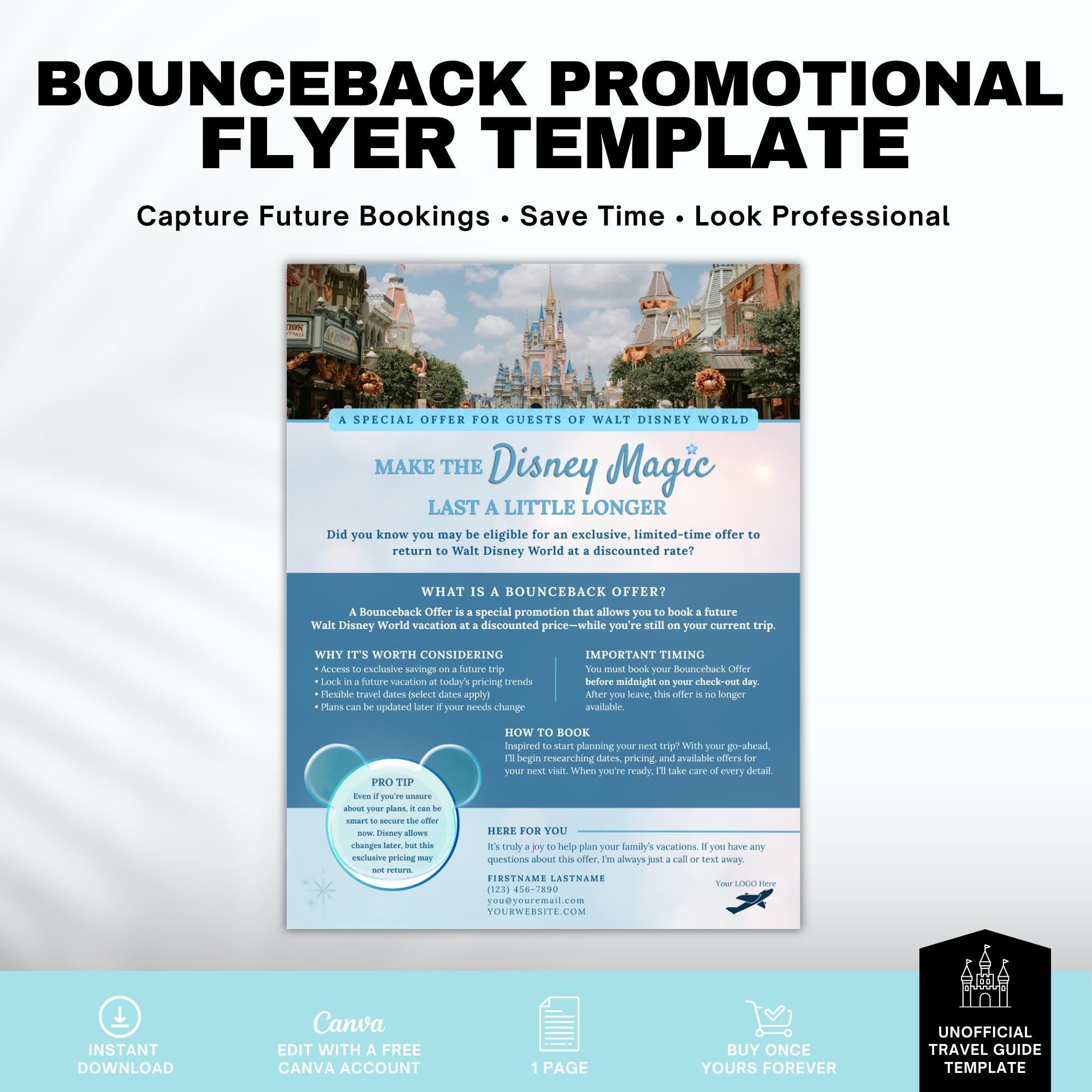 Bounceback Offer Promotional Flyer Template | Canva Editable Travel Agent Marketing Template