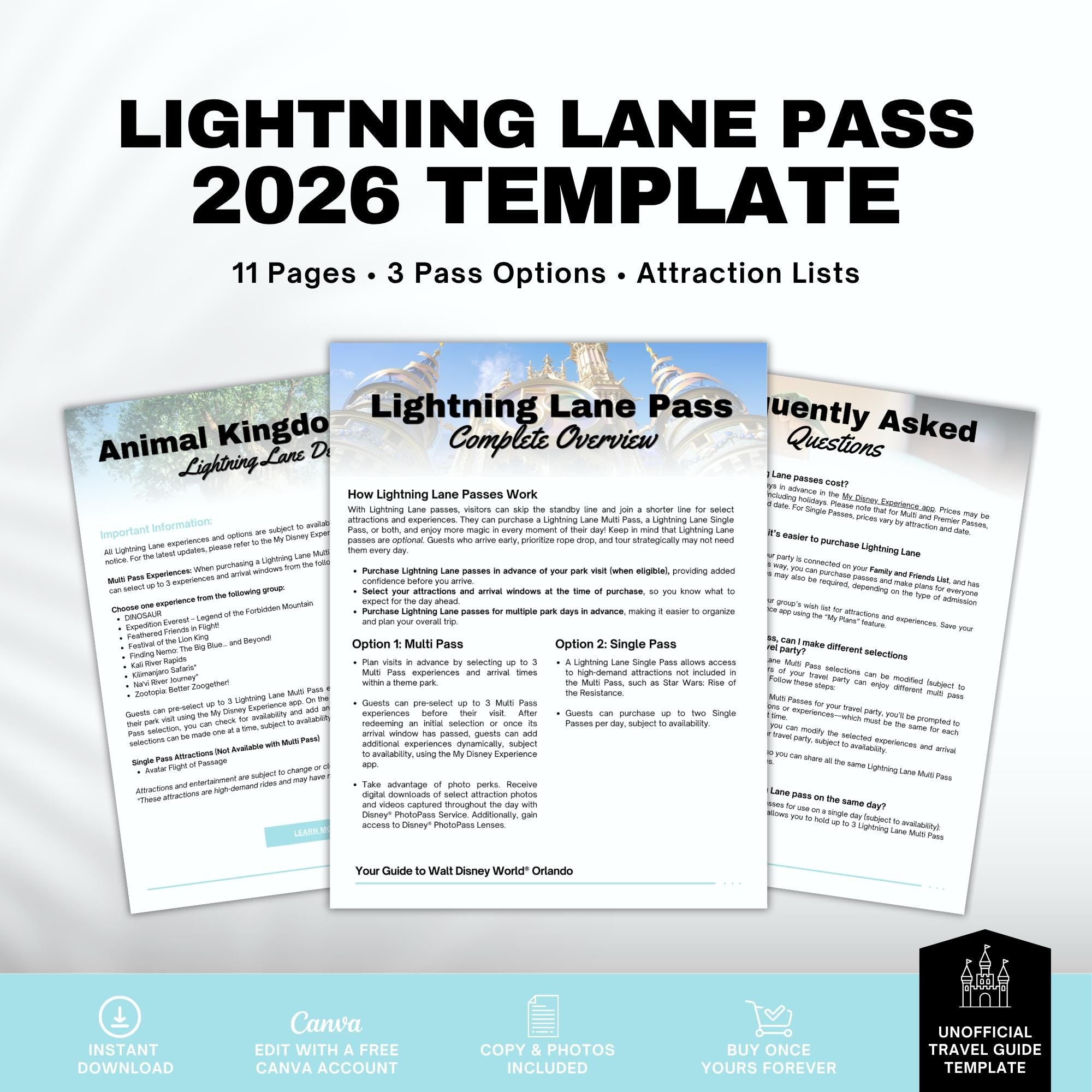 Disney World Lightning Lane Guide - Travel Agent Template