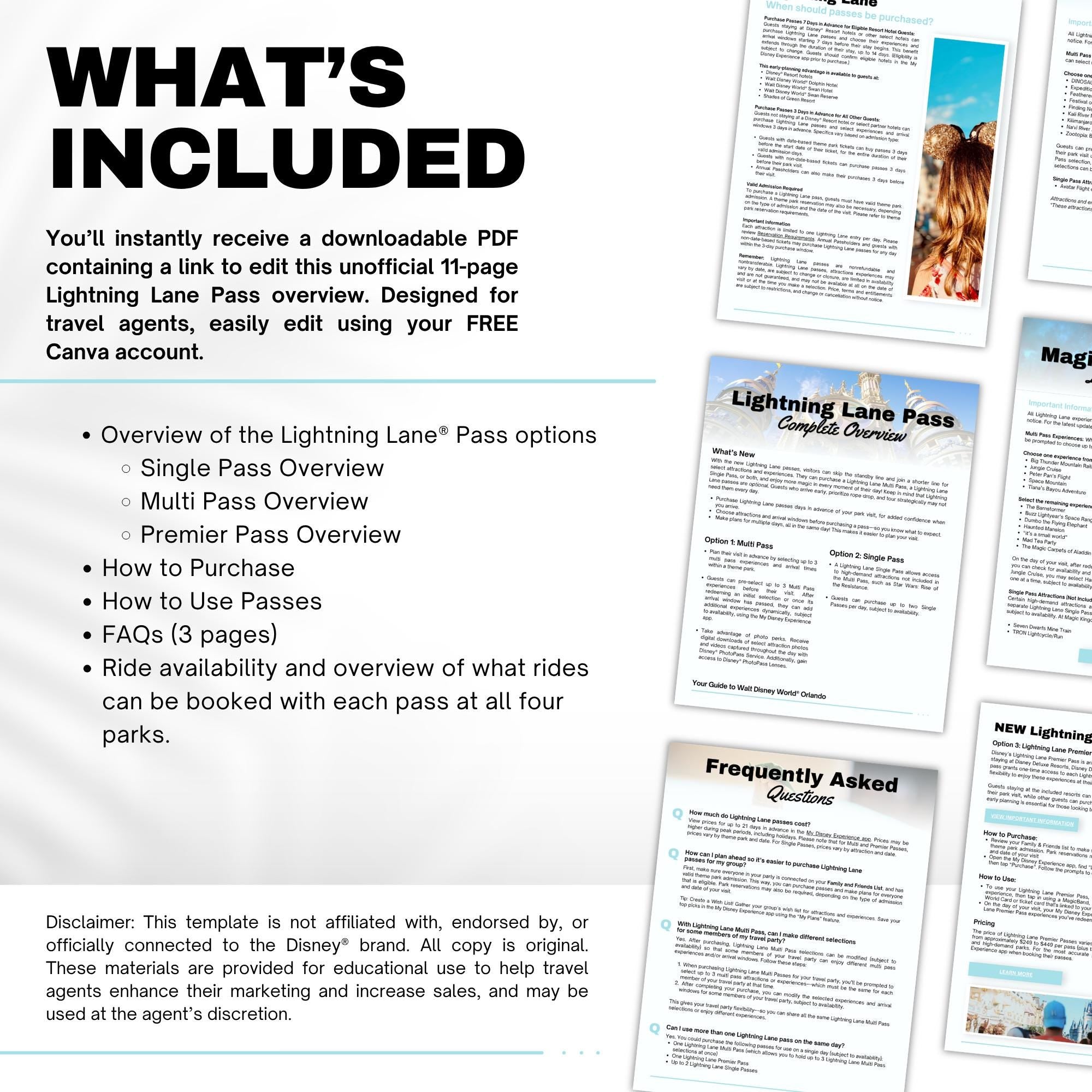 Disney World Lightning Lane Guide - Travel Agent Template