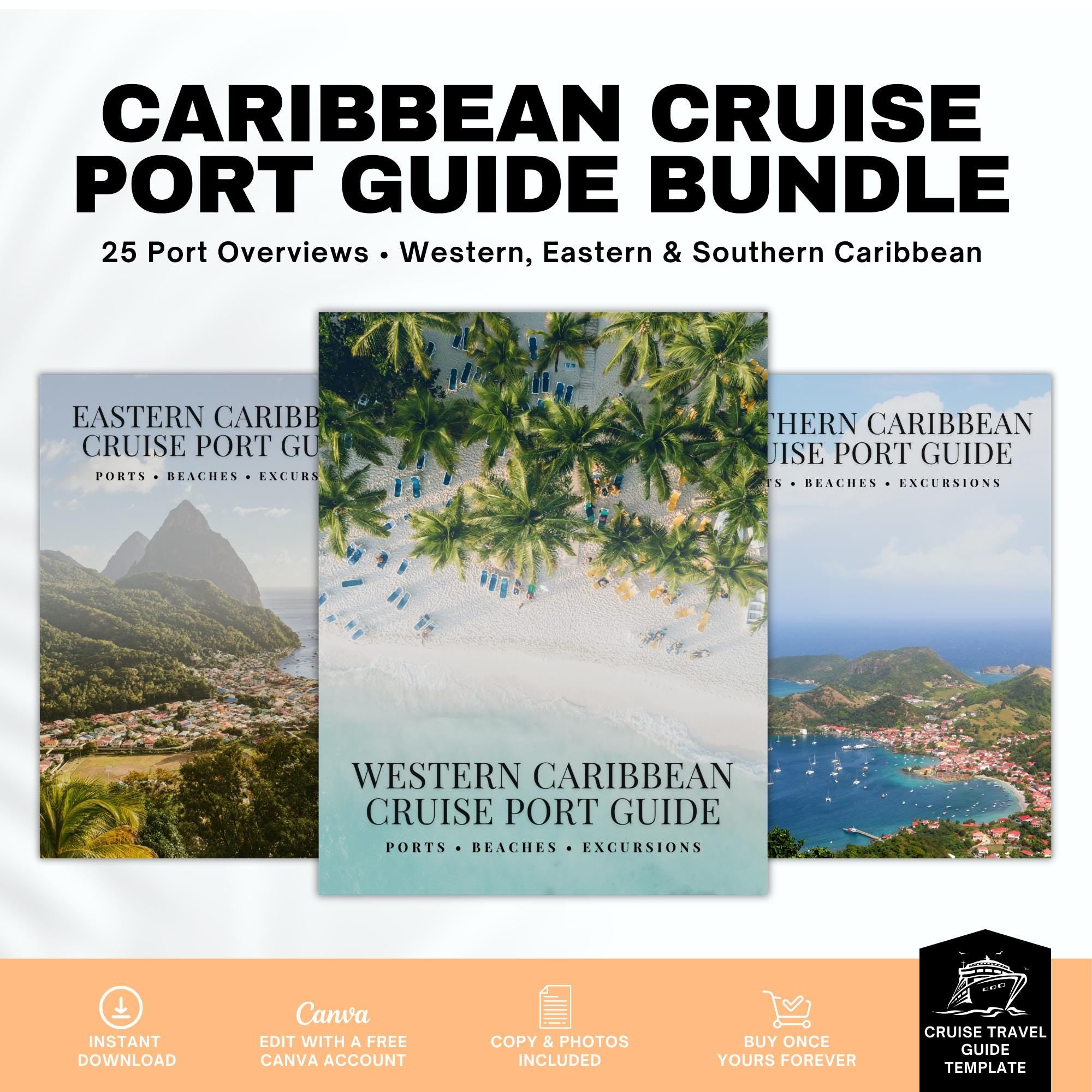 Caribbean Cruise Port Guide Bundle for Travel Agents | 25 Cruise Destinations | Western, Eastern & Southern Caribbean