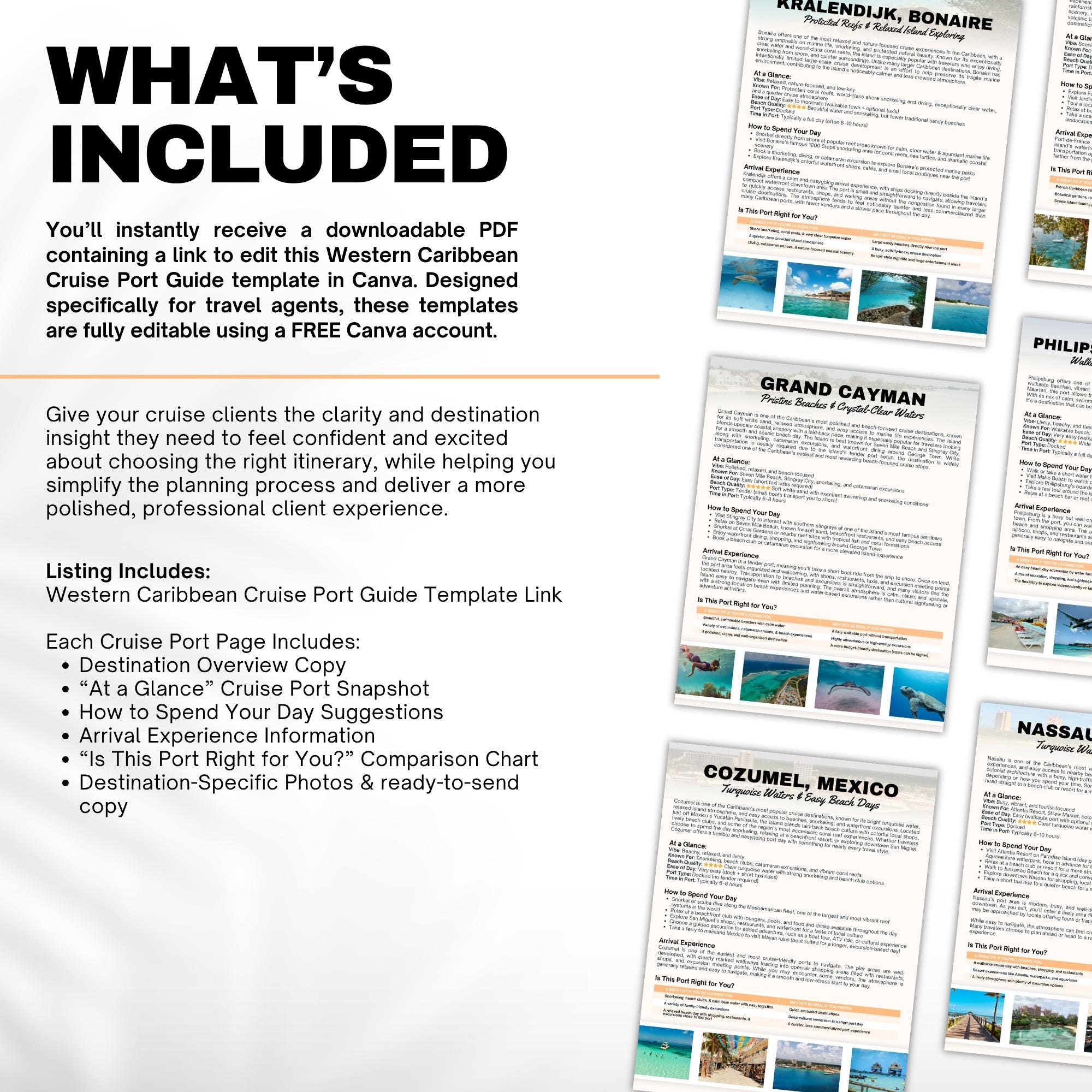 Western Caribbean Cruise Port Guide Bundle for Travel Agents | 9 Cruise Destinations | Western Caribbean Cruise Guide