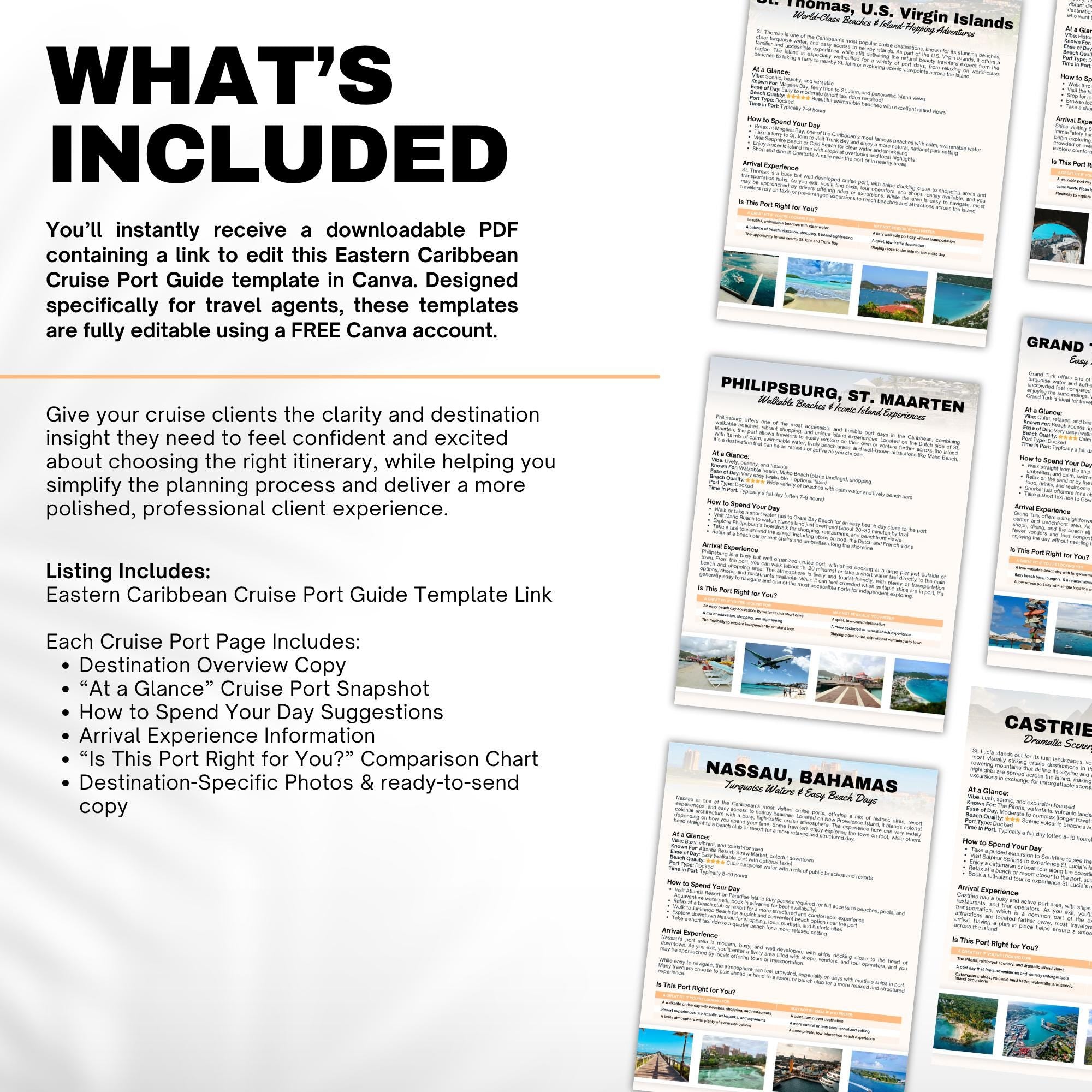Eastern Caribbean Cruise Port Guide Bundle for Travel Agents | 8 Cruise Destinations | Eastern Caribbean Cruise Guide