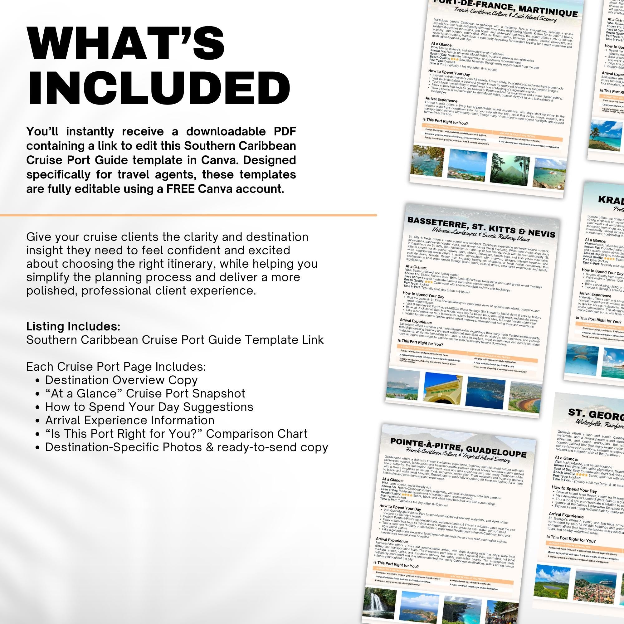 Southern Caribbean Cruise Port Guide Bundle for Travel Agents | 8 Cruise Destinations | Southern Caribbean Cruise Guide