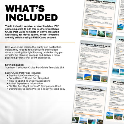 Southern Caribbean Cruise Port Guide Bundle for Travel Agents | 8 Cruise Destinations | Southern Caribbean Cruise Guide