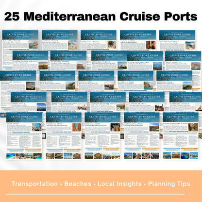 Mediterranean Cruise Port Guide Bundle | Editable Canva Template for Travel Agents | 25 Cruise Ports