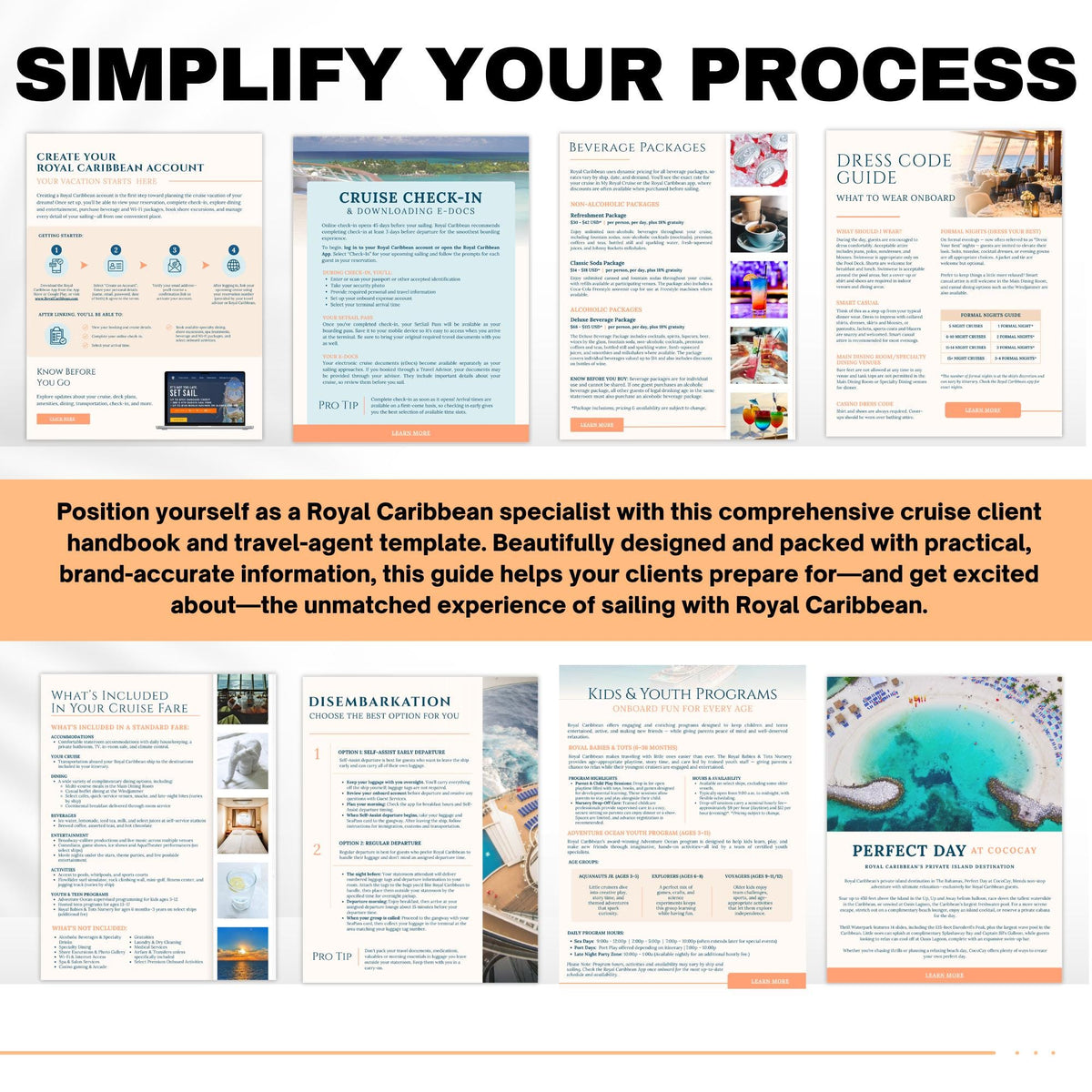 Royal Caribbean Cruise Planner - 35pg Travel Agent Guide