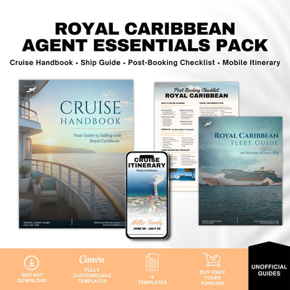 RCCL Agent Essentials Template Bundle, Travel Agent Template, RCCL Cruise Planner & Handbook