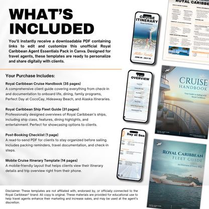 RCCL Agent Essentials Template Bundle, Travel Agent Template, RCCL Cruise Planner & Handbook