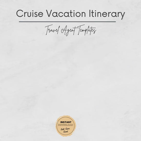 Cruise Vacation Itinerary Template A4, Travel Itinerary Template