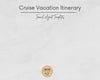 Cruise Vacation Itinerary Template A4, Travel Itinerary Template