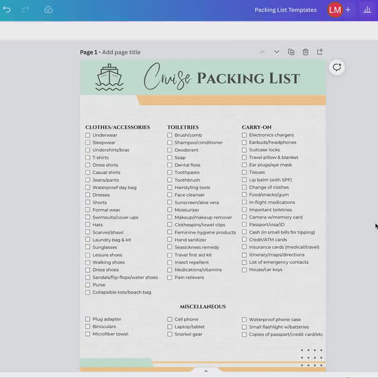 Vacation Packing List, Travel Agent Template