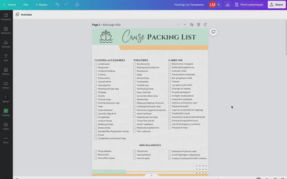 Vacation Packing List, Travel Agent Template