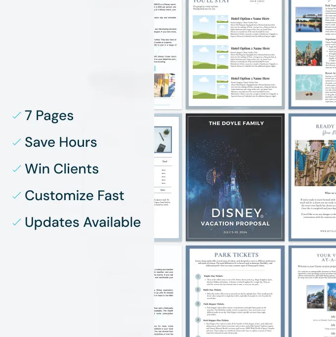 Disney World Travel Agent Proposal Template | 8-Page Canva