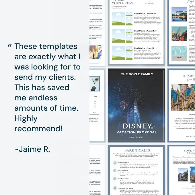 Disney World Travel Agent Proposal Template | 8-Page Canva